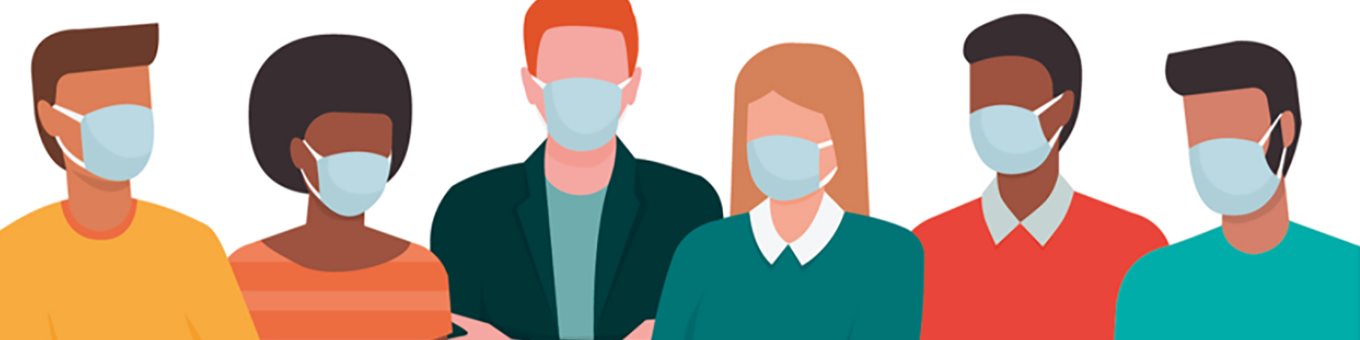 Illustration of people wearing face masks